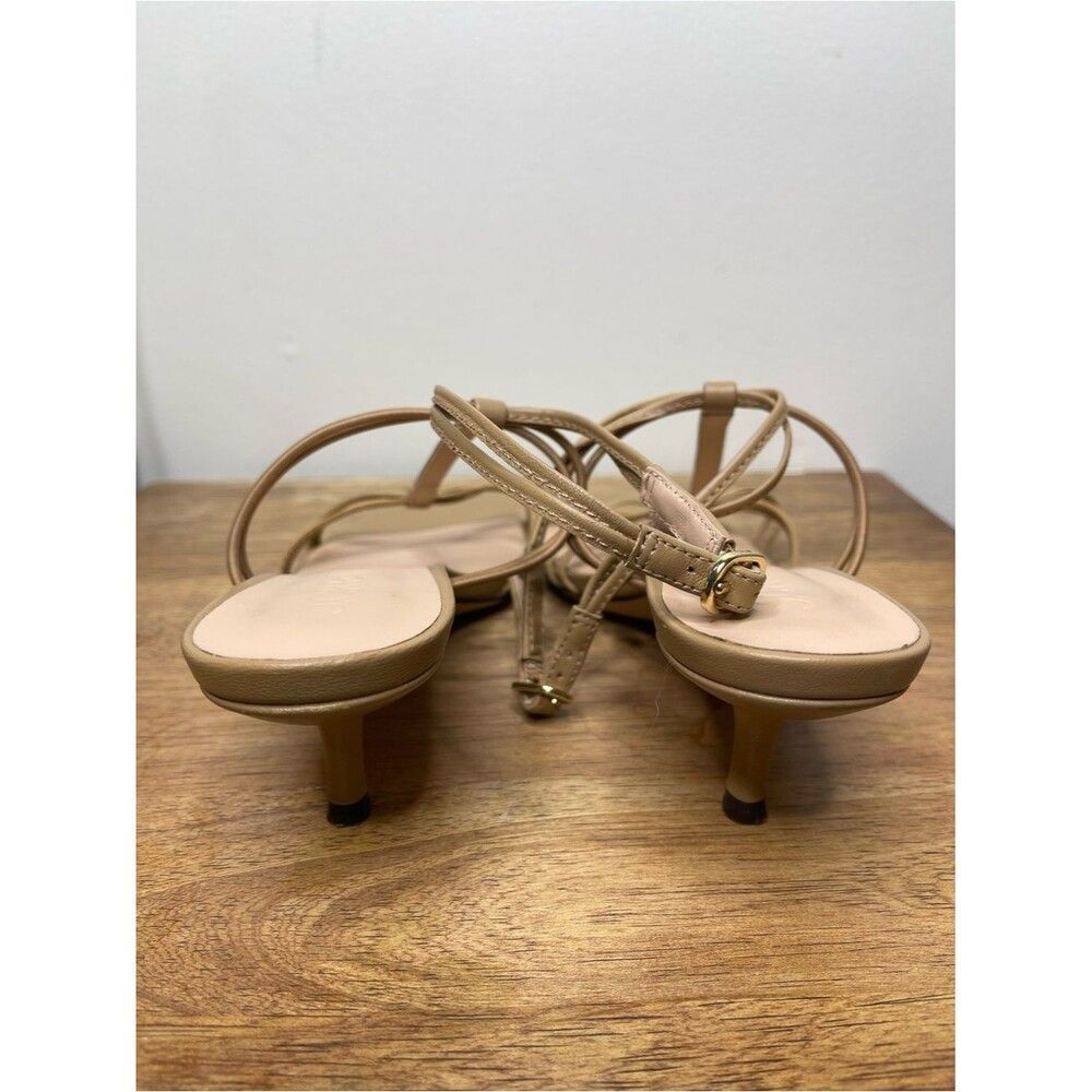 J. Crew Strappy Kitten Heel Leather Sandals Caramel Frappe Size 8 CH314 - Picture 15 of 16